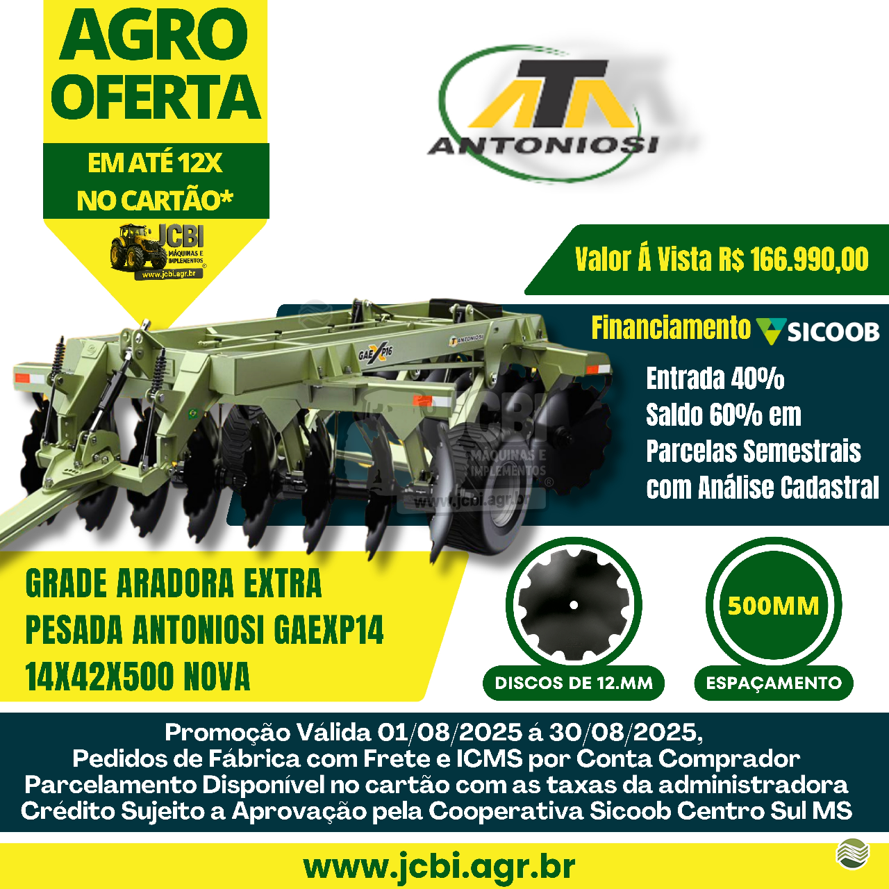 IMPLEMENTOS AGRICOLAS GRADE ARADORA ARADORA 14 DISCOS JCBi Máquinas e Implementos Agrícolas MARACAJU MATO GROSSO DO SUL MS